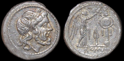 Cr. 83/1a Anonymous "Spearhead-up" Victoriatus, 211-210 BC, Southeast Italian mint