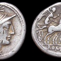 Cr. 200/1 "NAT" series(Pinarius Natta?) AR denarius, 155 B.C.