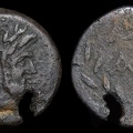 HGC 2 1690 - Sicily, uncertain Roman mint Æ as, AV or AN monogram, circa 200-190 B.C.