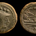 Cr. 69/4 "Corn-ear and KA" series Æ triens, 207-206 B.C., Sicilian mint