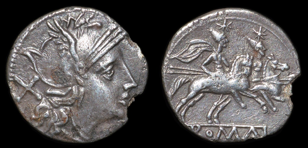 Cr. 68/1b Anonymous AR Denarius, 211-195 B.C., Sicilian mint