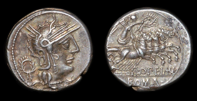 Cr. 253/1 "L OPEIMI" AR denarius, 131 B.C., Rome mint