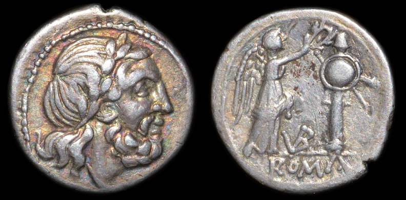 Cr. 95/1a "VB" victoriatus, 211-208 B.C., uncertain mint(Traditionally, Vibo Valentia)
