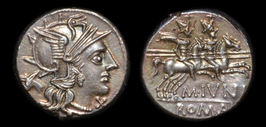Cr. 220/1 M·IVNI(Marcus Junius Silanus?) AR Denarius, 145 B.C., Rome mint