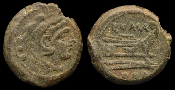 Cr 112/- McCabe J1 Anonymous, Æ quadrans, 206-195 B.C., Rome mint