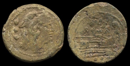 Cr. 61/5 Heavy "Victory" series Æ quadrans, Central Italy, 211-208 B.C.