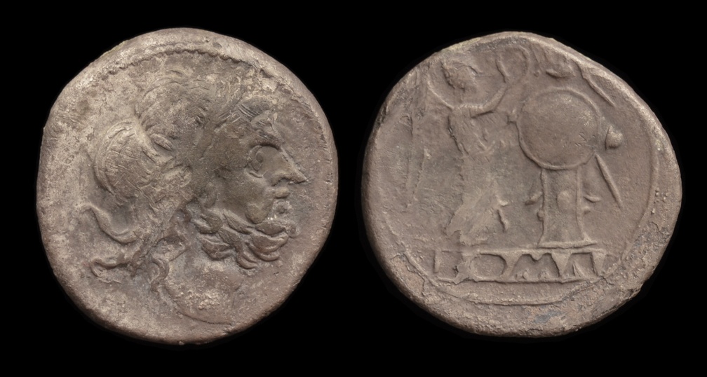 Cr. 96/1 Anon "Incuse ROMA" victoriatus, ca 211 B.C., Spanish mint