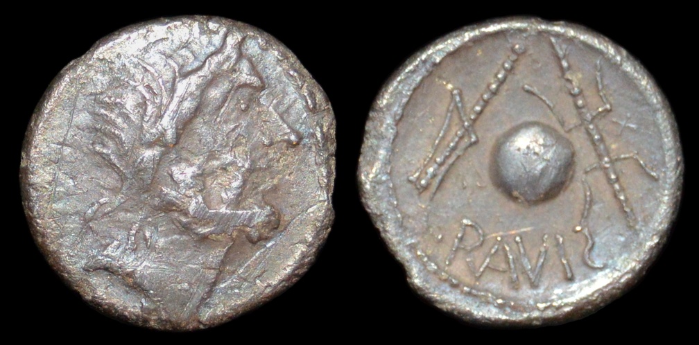 Freeman 4, cf. Cr  393/1, Eraviscan imitation of denarius of Cn Cornelius Lentulus, circa 50-20 B.C.