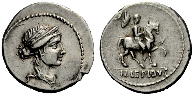 Cr. 419/1b M LEPIDVS AR Denarius, 58 BC, Rome