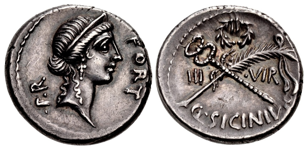 Cr. 440/1 Q Sicinius AR Denarius, early 49 BC, Rome