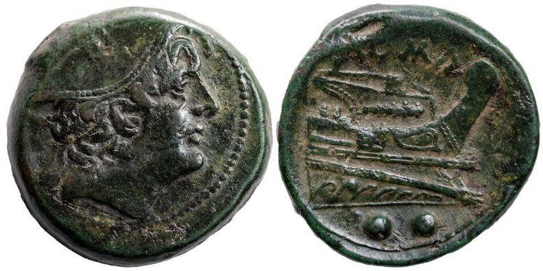 Cr. 38/5, semilibral sextans, 217-215 BC, Rome