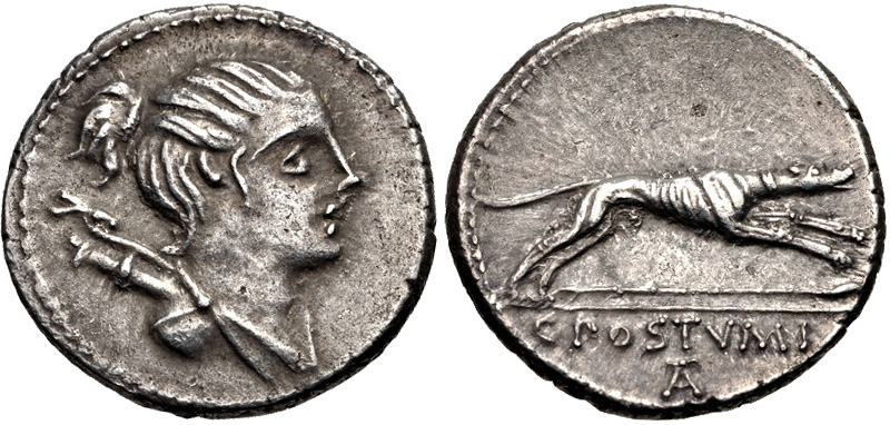 Cr. 394/1a C Postumius AR denarius, 73 BC, Rome