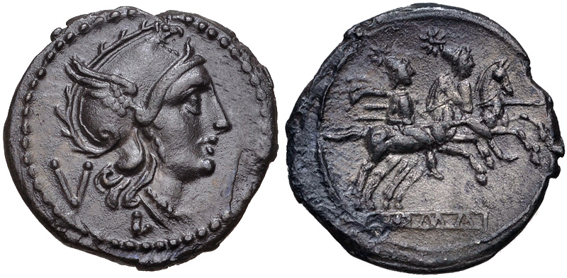 Cr. 98A/3 "L" quinarius, Luceria, 211-210 BC
