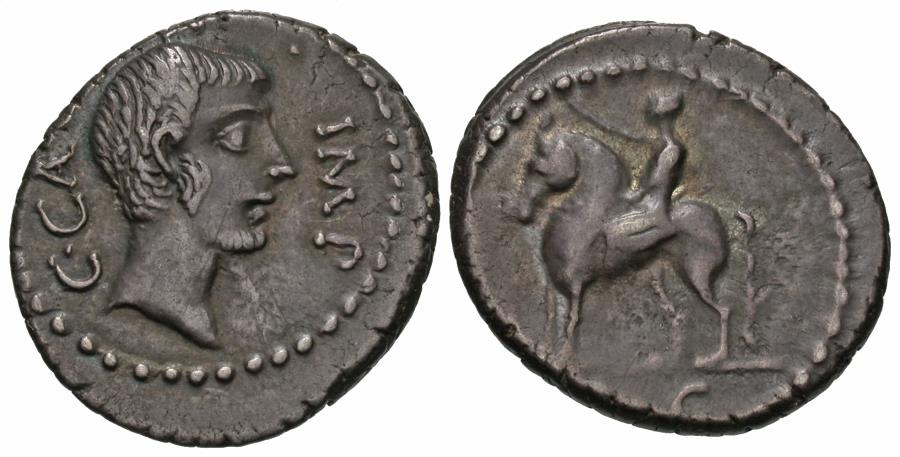 Cr. 490/1 C Caesar Octavianus AR denarius, Spring-Summer 43 BC, Cisalpine Gaul