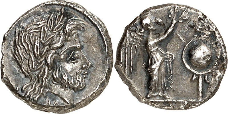 Cr. 94/1 "ᴎ" Victoriatus, Campanian mint, 211-208 BC