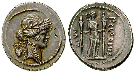 Cr. 494/23 P. Clodius M.f. Turrinus AR denarius, 42 B.C., Rome mint
