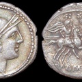 Cr. 85/1a Anonymous "H" series quinarius, 211-210 B.C., Apulian mint