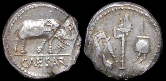 Cr. 443/1 Julius Caesar AR denarius, 49-48 B.C., military mint