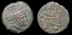 Cr. 97/14 "L" series Æ sextans, Luceria mint, 211-208 B.C.