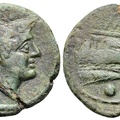 Cr. 106/8a Anonymous "staff and club" series Æ sextans, 209-208 B.C., Etrurian mint