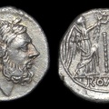 Cr. 106/1 Anonymous "staff and club" series AR victoriatus, 209-208 B.C., Etrurian mint