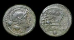 Cr. 41/10 McCabe A1 Anonymous post-semilibral uncia, dolphins at keel, 215-212 BC, Rome mint