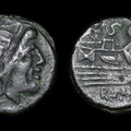 Italian small-change Æ semis, dolphin symbol, 1st Century B.C.