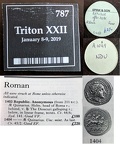 Cr. 45/2 Triton XXII lot 787 tag & Spink tray tag
