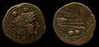 Cr. 97/20a=97/27 L series AE sextans, 211-208 BC, Luceria