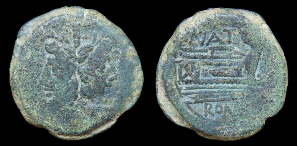 Cr. 200/2 NAT Æ as, 155 B.C., Rome