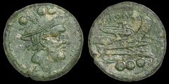 Cr. 97/5c=97/13d "L" series Mercury-headed quadrans, after 211 BC, Luceria