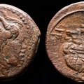 Cf. Cr 56/3, McCabe H! anonymous Æ semis, overstruck on Carthage Tanit/Horse, after 211 BC