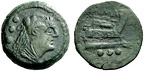 Cr. 106/7c staff and club series Æ Quadrans, 209-208 BC