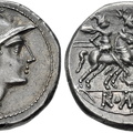 Cr. 80/1a Dolphin AR denarius, 209-208 BC, Siclian(?) mint