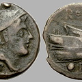 Cr. 99/7 - P2.7a - "P" series sextans, 211-206 BC, Canusium outstep mint