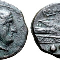 Cr. 99-100/- P3.4a Anonymous P-CA Æ Quadrans, 211-206 BC, Canusium outstep