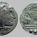Cr. 99-100/- P3.4b Anonymous P-CA Æ Quadrans, 211-206 BC, Canusium outstep