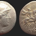 Cr. 77/1 Corn-ear & crooked staff denarius, Sicily, 209-206