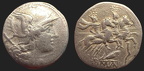 Cr. 77/1 Corn-ear & crooked staff denarius, Sicily, 209-206